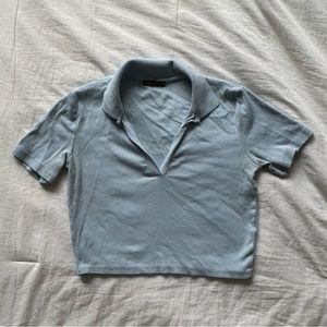 Zara Light Blue Collared Crop Top
